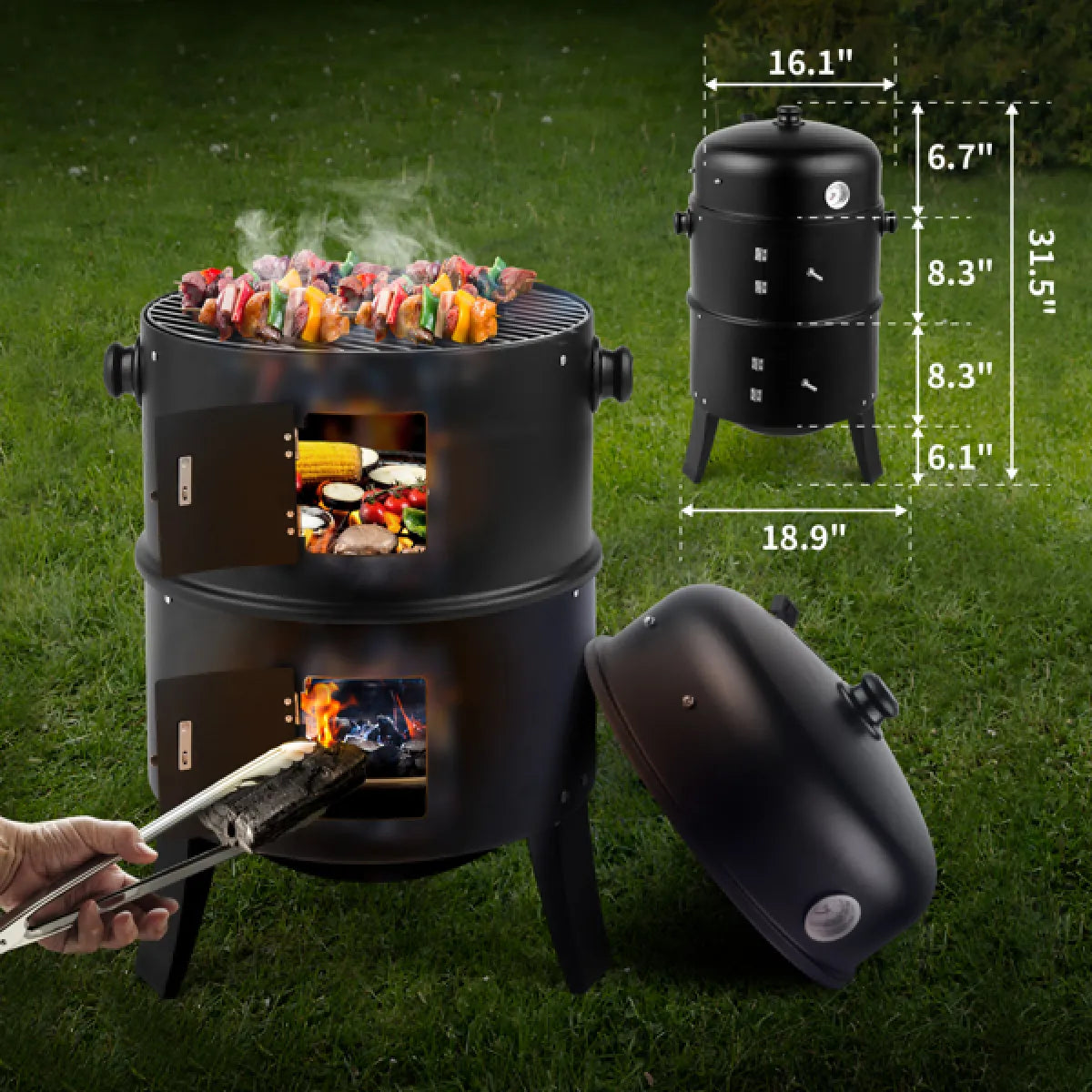 Black Charcoal Smoker Oven