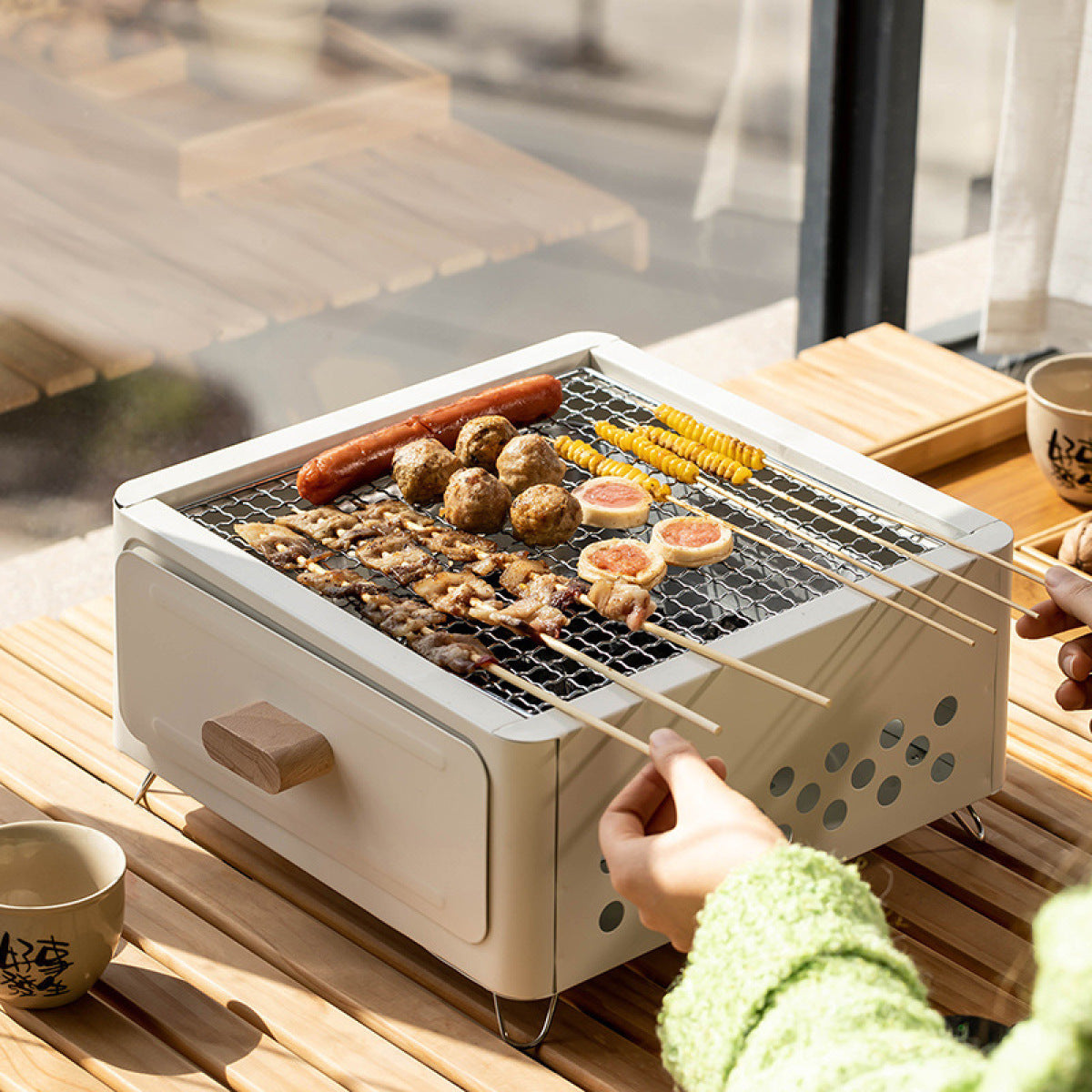 Square Outdoor Charcoal BBQ Grill